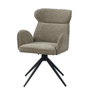 Swivel Dining Chair – Warm Charcoal Grey Woven Fabric, Black Spider Base