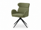 Swivel Dining Chair – Muted Olive Green Woven Fabric, Black Spider Base