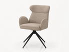 Swivel Dining Chair – Warm Taupe Woven Fabric, Black Spider Base