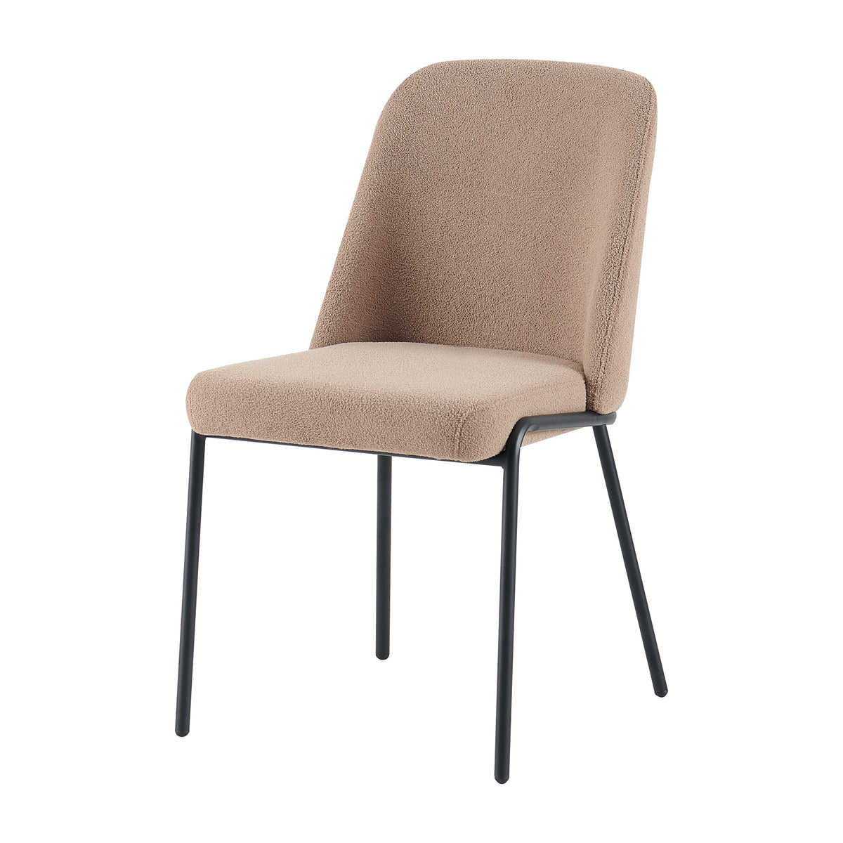 Camel textured bouclé dining chair with soft-square back for boutique retailers DC-3070