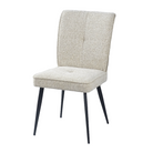 Curved-back dining chair in oatmeal textured woven fabric with tapered black steel legs — GEYA Seating DC-3219