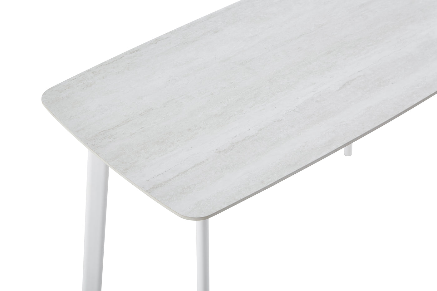 Sintered Stone Dining Table with Splayed Oval-Tube Steel Legs (T-138) — 11mm Stone Surface · Soft Corner Profile — GEYA T-138