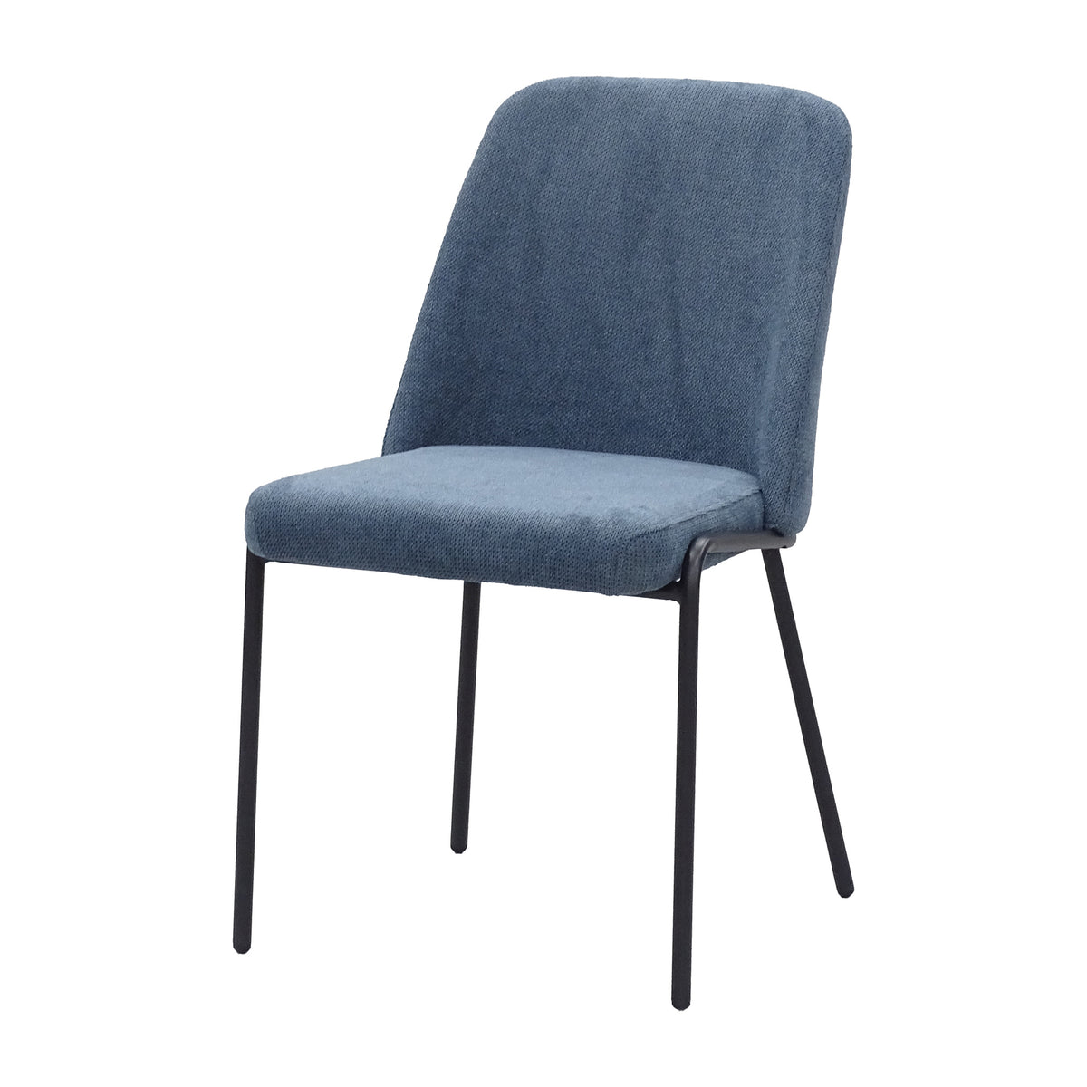 Slate blue upholstered dining chair on black tubular steel frame for contract fit-outs DC-3070