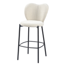 Upholstered bar stool in ivory with a double-lobed backrest and central seam, GEYA Seating BC-152
