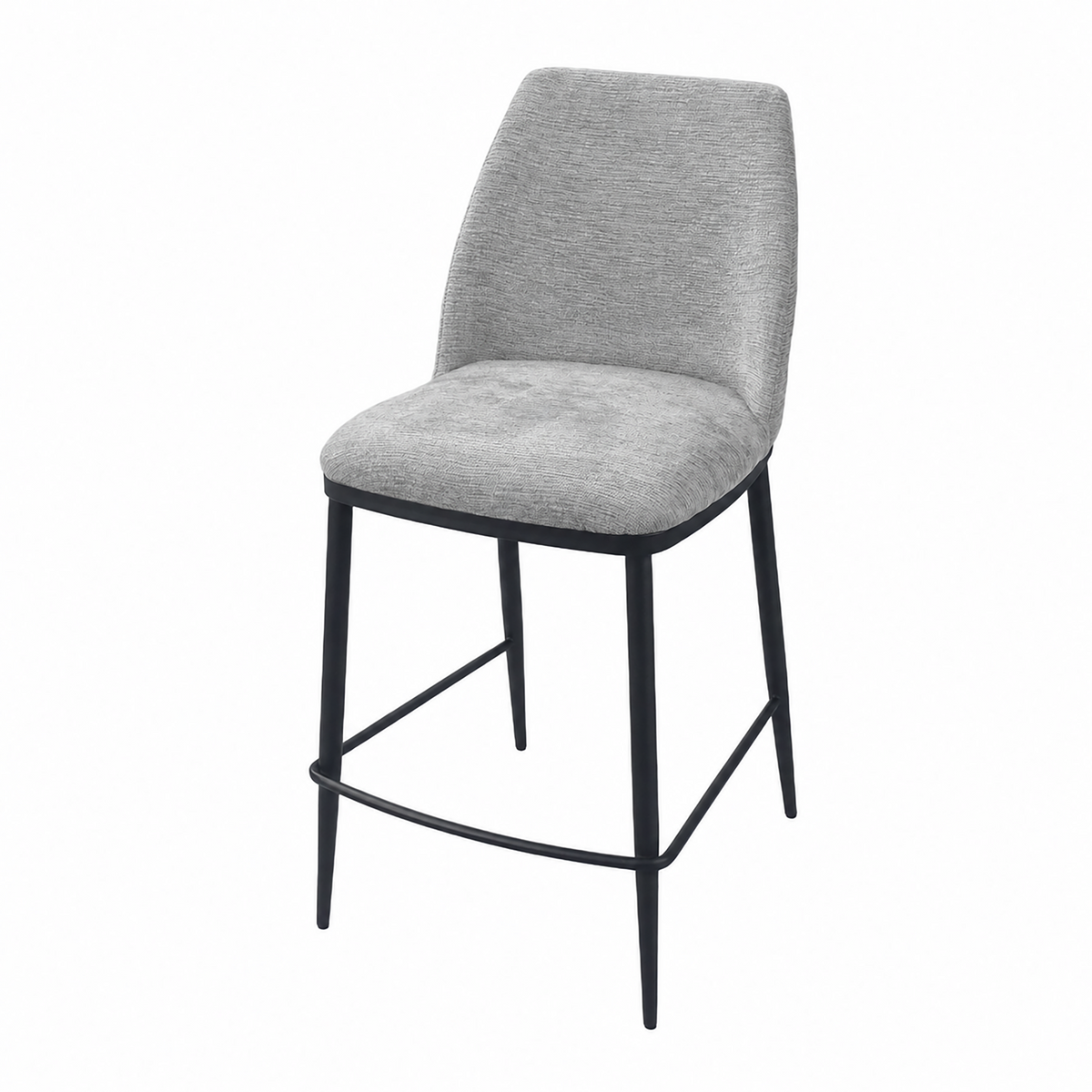 Upholstered bar stool in Light Grey textured fabric for 750mm commercial bar height counters BC-150-750