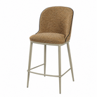 Upholstered bar stool in Mustard mélange fabric with a padded cushion and integrated steel footrest, BC-176-750