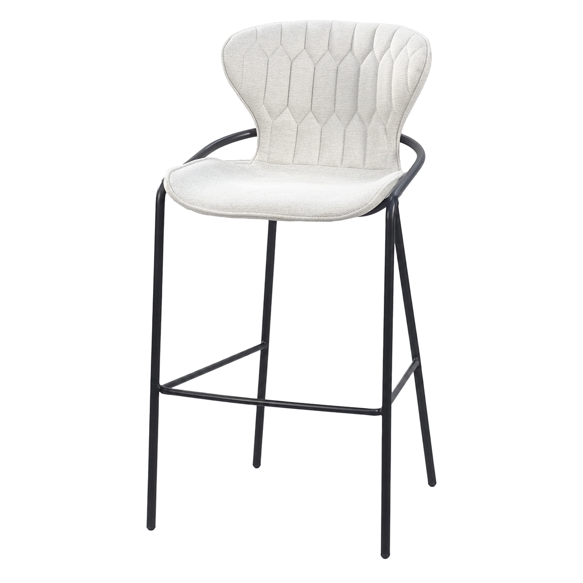 Geometric-stitched upholstered bar stool in off-white contract fabric, GEYA Seating BC-85-750
