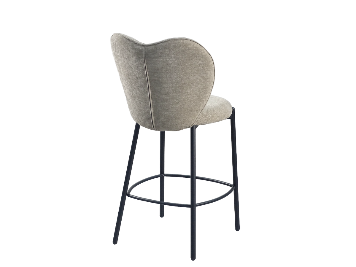 Upholstered bar stool rear view showing the upholstered backrest outline and vertical centre seam, BC-152