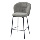 Upholstered bar stool in warm grey with a broad wraparound back and separate rounded seat, GEYA Seating BC-153-750
