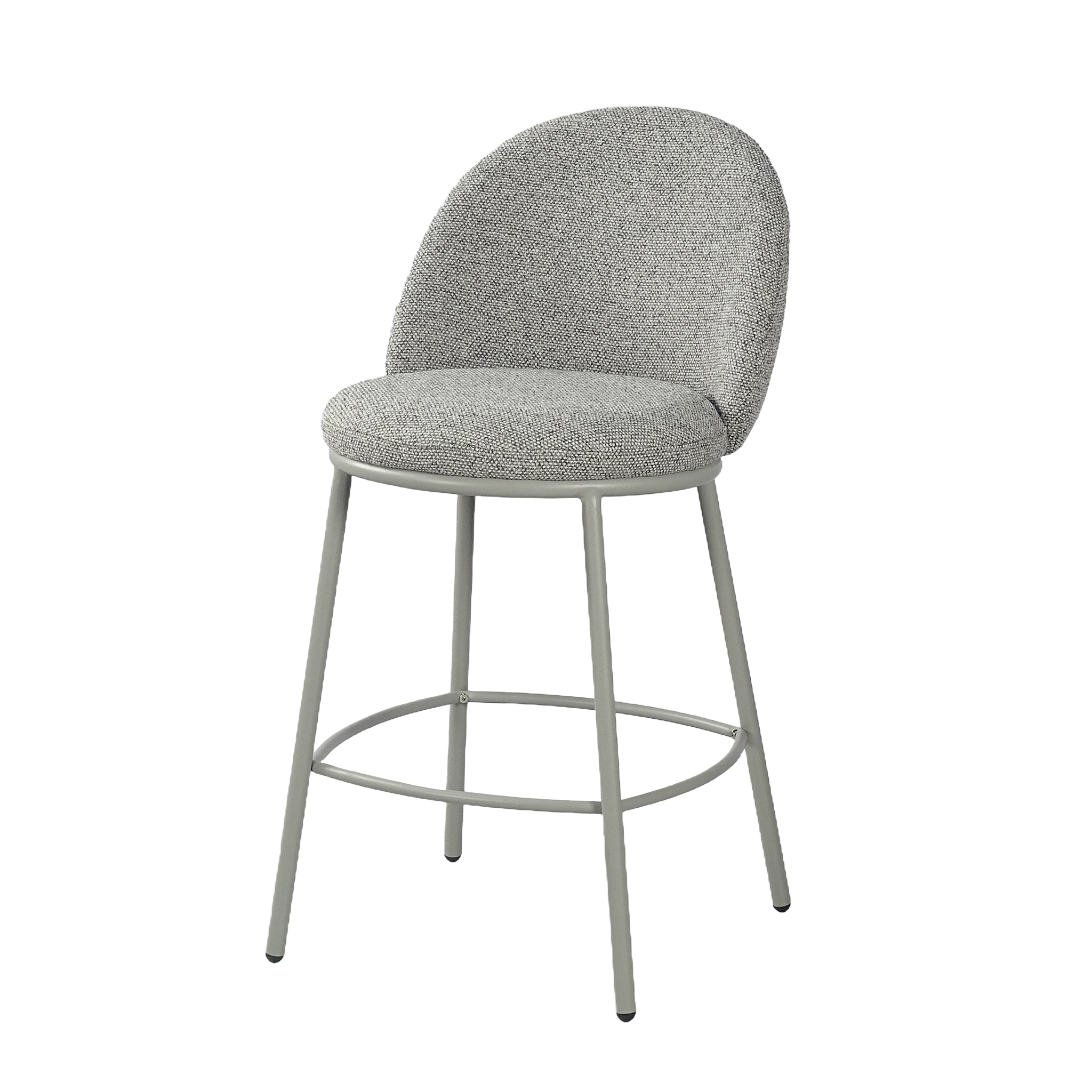 Upholstered counter stool with back in off white chenille fabric and black powder-coated frame, BC-165 Off White by GEYA Seating
