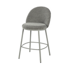 Upholstered counter stool with back in off white chenille fabric and black powder-coated frame, BC-165 Off White by GEYA Seating
