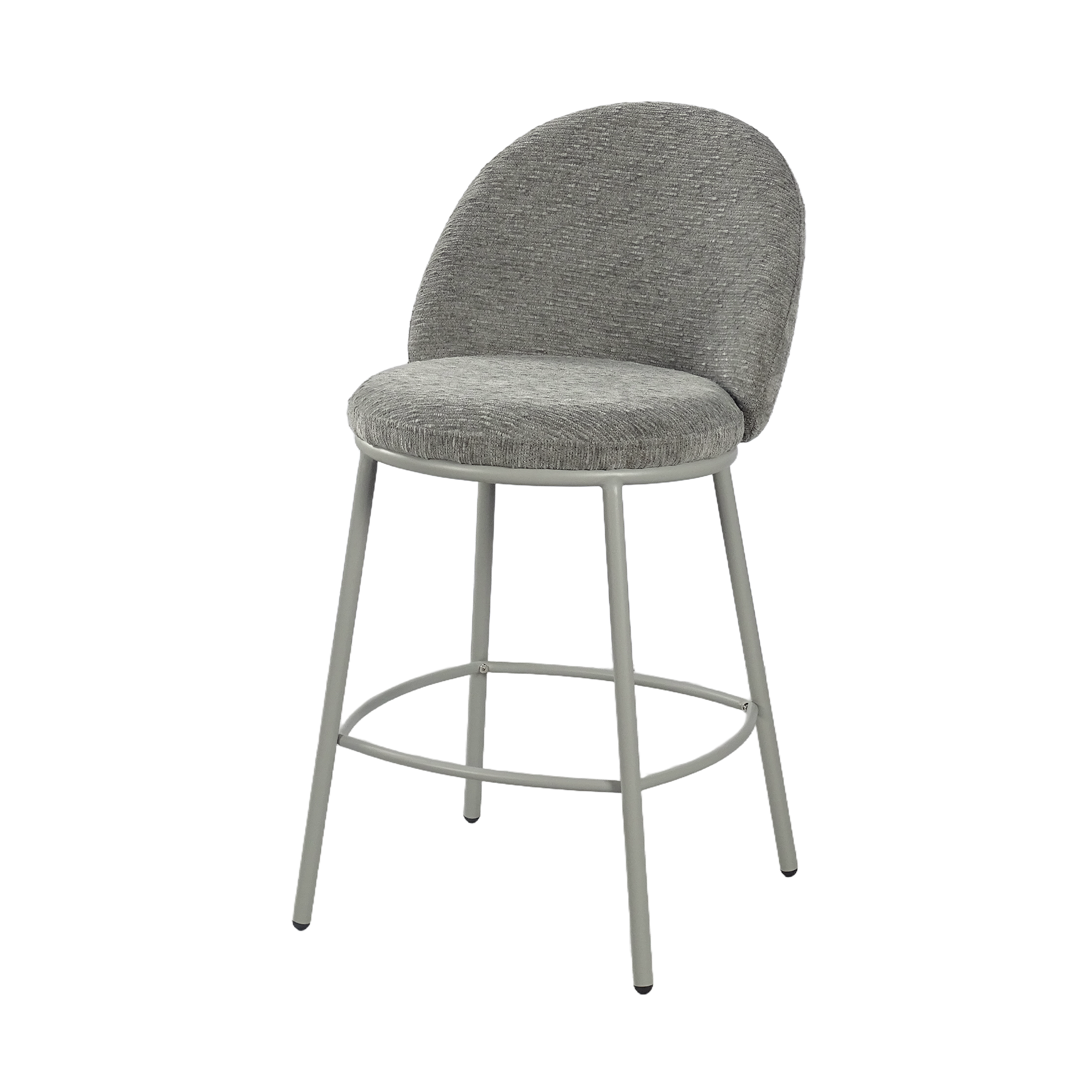 Upholstered counter stool with back in off white chenille fabric and black powder-coated frame, BC-165 Off White by GEYA Seating
