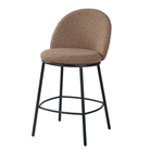 Upholstered counter stool with back in camel brown chenille fabric and black steel frame, BC-165 Camel Brown by GEYA Seating
