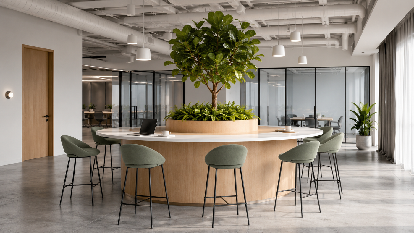 Upholstered Curved-Shell Bar Stool for Collaborative Workspace Counters with [