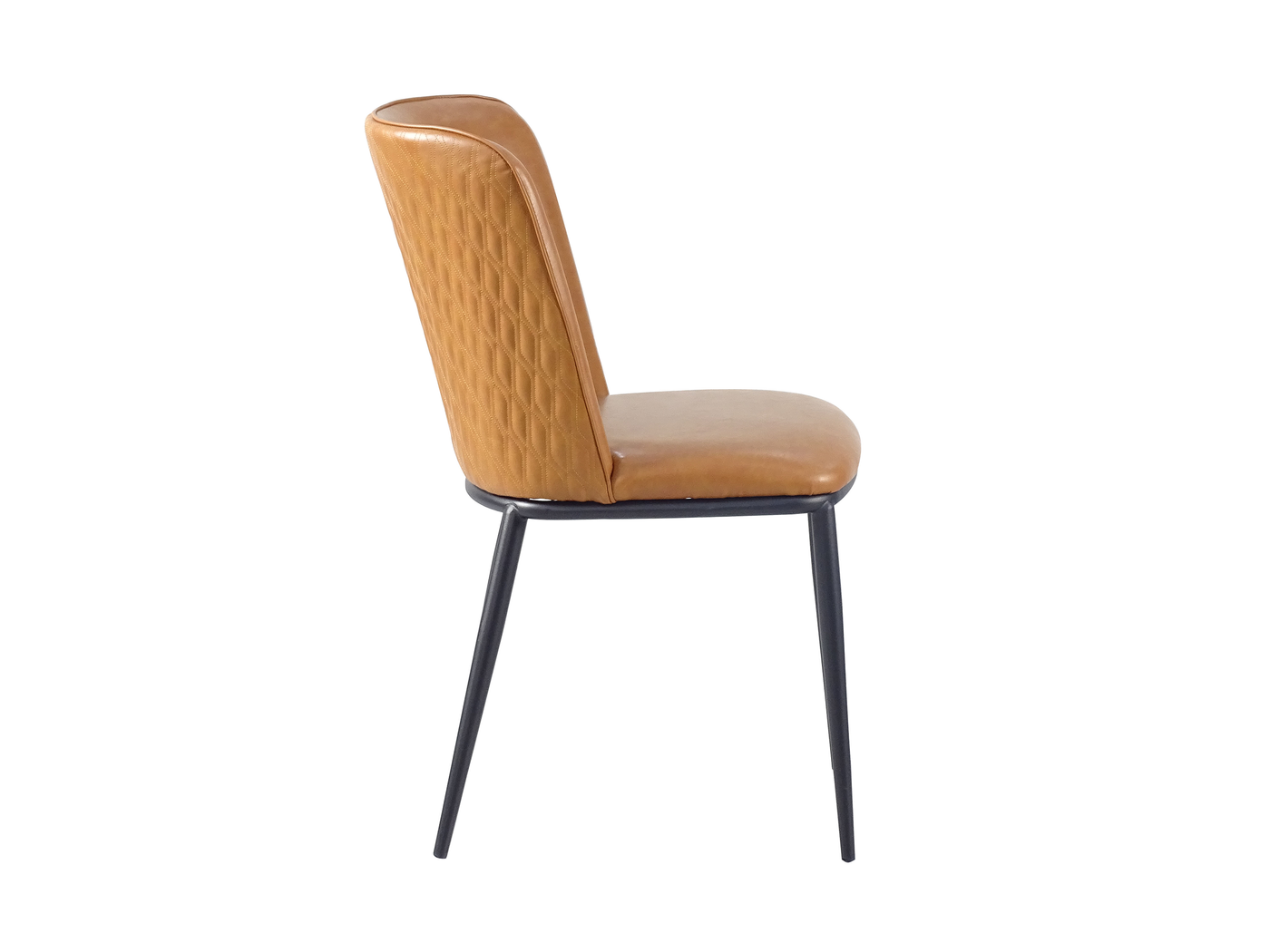 Side profile of upholstered dining chair showing gently curved backrest and 475 mm seat height — DC-3063