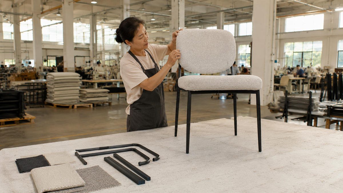 Upholstery fabrics, metal finishes and tabletop materials coordinated for GEYA seating and table collections