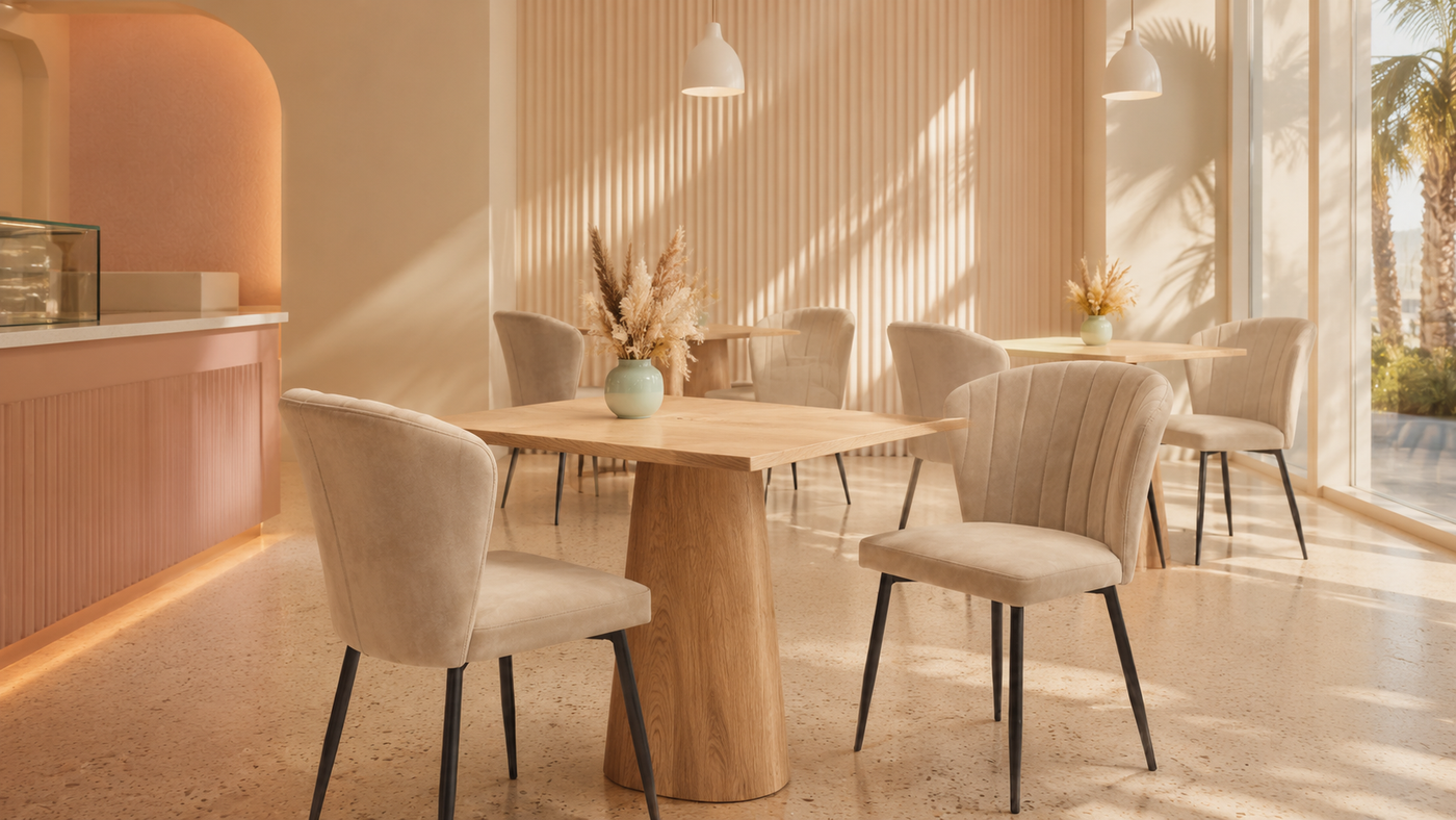 Upholstered Shell Dining Chair in Boutique Hospitality Breakfast Lounge – DC-3016