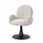 DC-5079 Upholstered Swivel Armchair in Warm White Fabric with Sculpted High Back