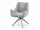 Upholstered Swivel Lounge Armchair in Dove Grey Bouclé Fabric with Four-Star Metal Base – DC-5053