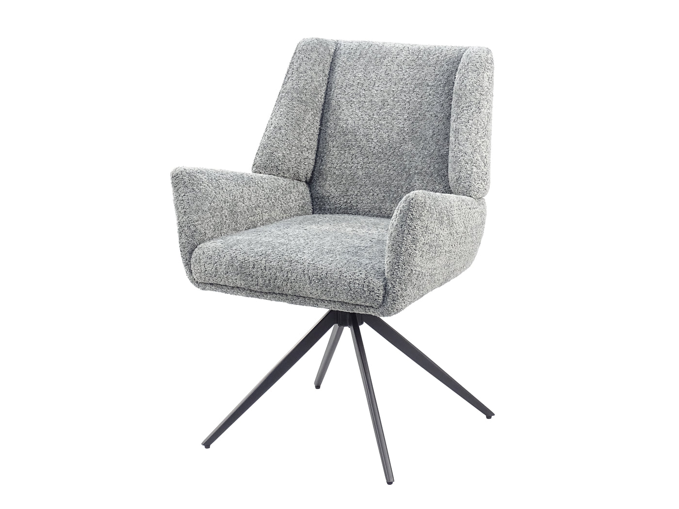 Wing-Back Bouclé Swivel Lounge Armchair (DC-5053) — Three-Quarter View — GEYA DC-5053