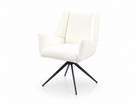 Upholstered Swivel Lounge Armchair in Ivory White Bouclé Fabric with Four-Star Metal Base – DC-5053