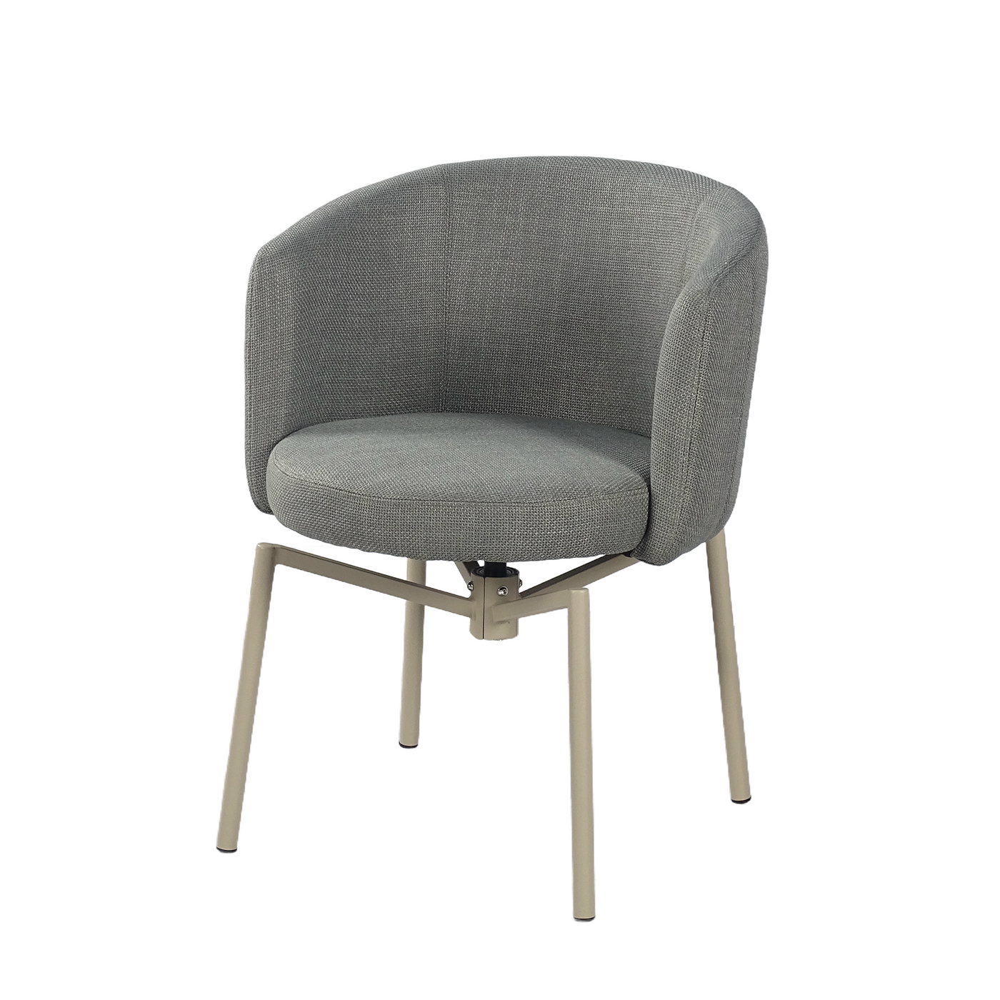 ash grey bouclé low-back swivel tub armchair wraparound backrest four-star base dc-5083