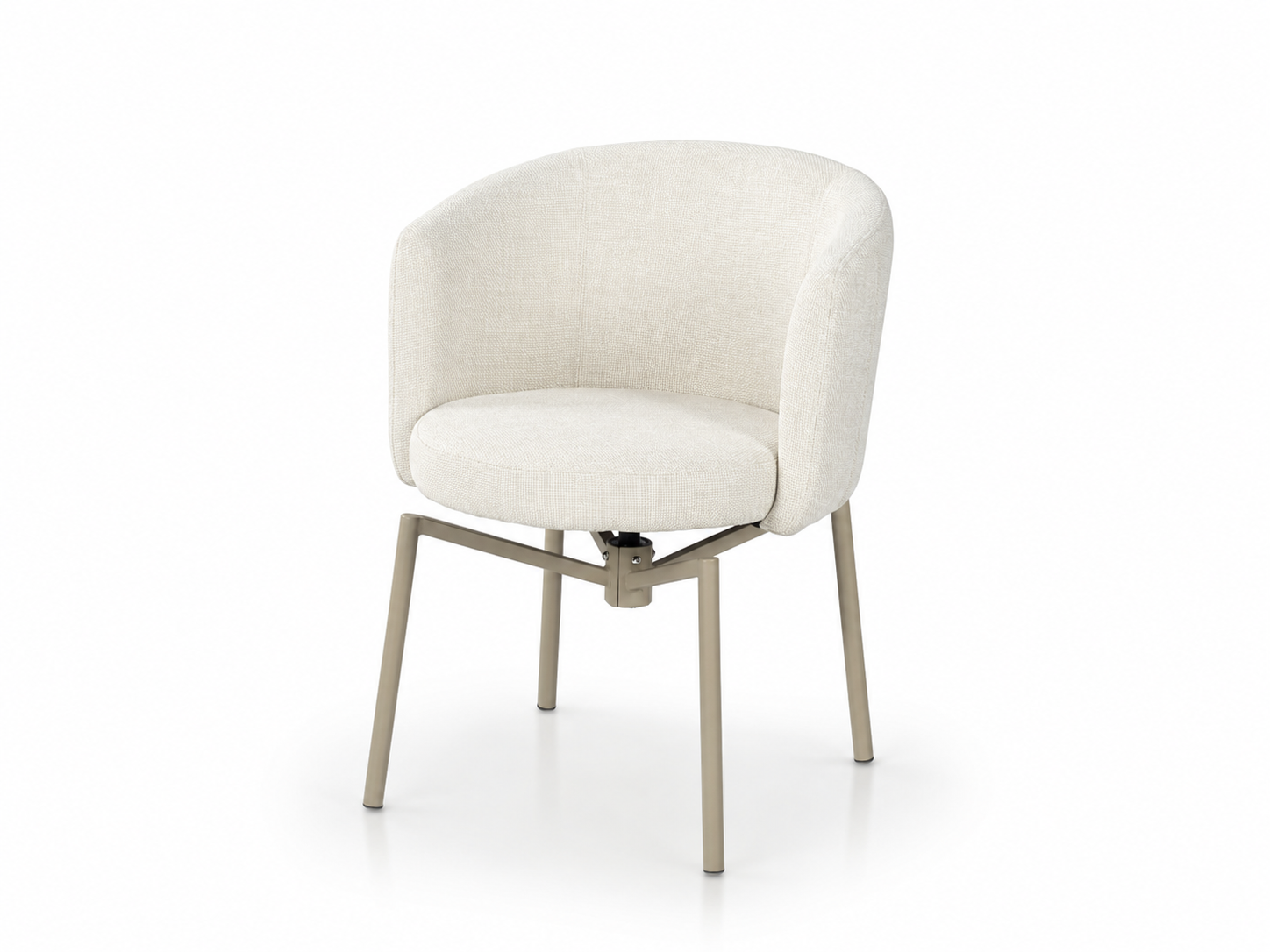 Upholstered Swivel Tub Chair in Ivory White Bouclé — GEYA Seating
