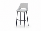 Upholstered Wrap-Back Bar Stool in Pearl Grey fabric with black powder-coated metal frame, model BC-67