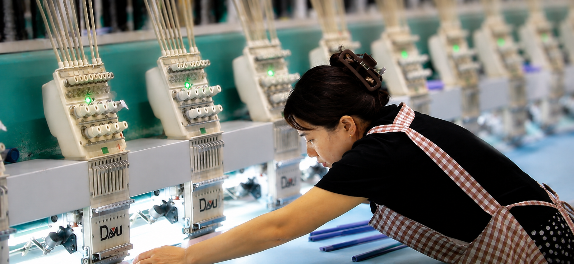 Upholstery embroidery workshop for fabric finishing and customized seating production for GEYA chairs