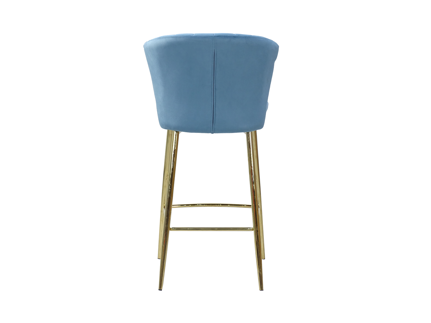 Upholstered outer back of channel-stitched velvet counter stool on gold-plated steel frame, BC-90