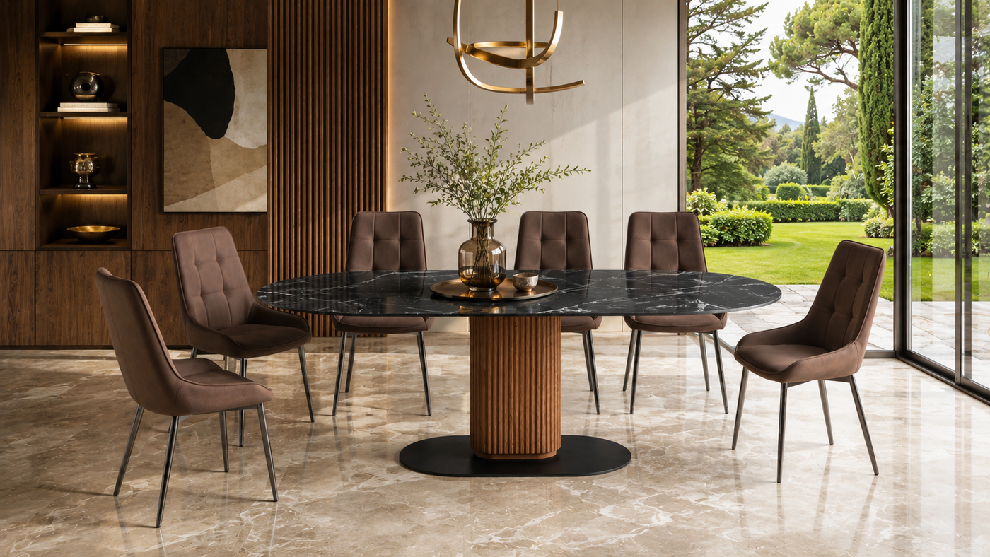 Contemporary Warm Residential Dining with T-130 with [