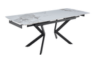 Extending sintered stone dining table in white marble finish expanded to 2000 mm, GEYA Seating T-105