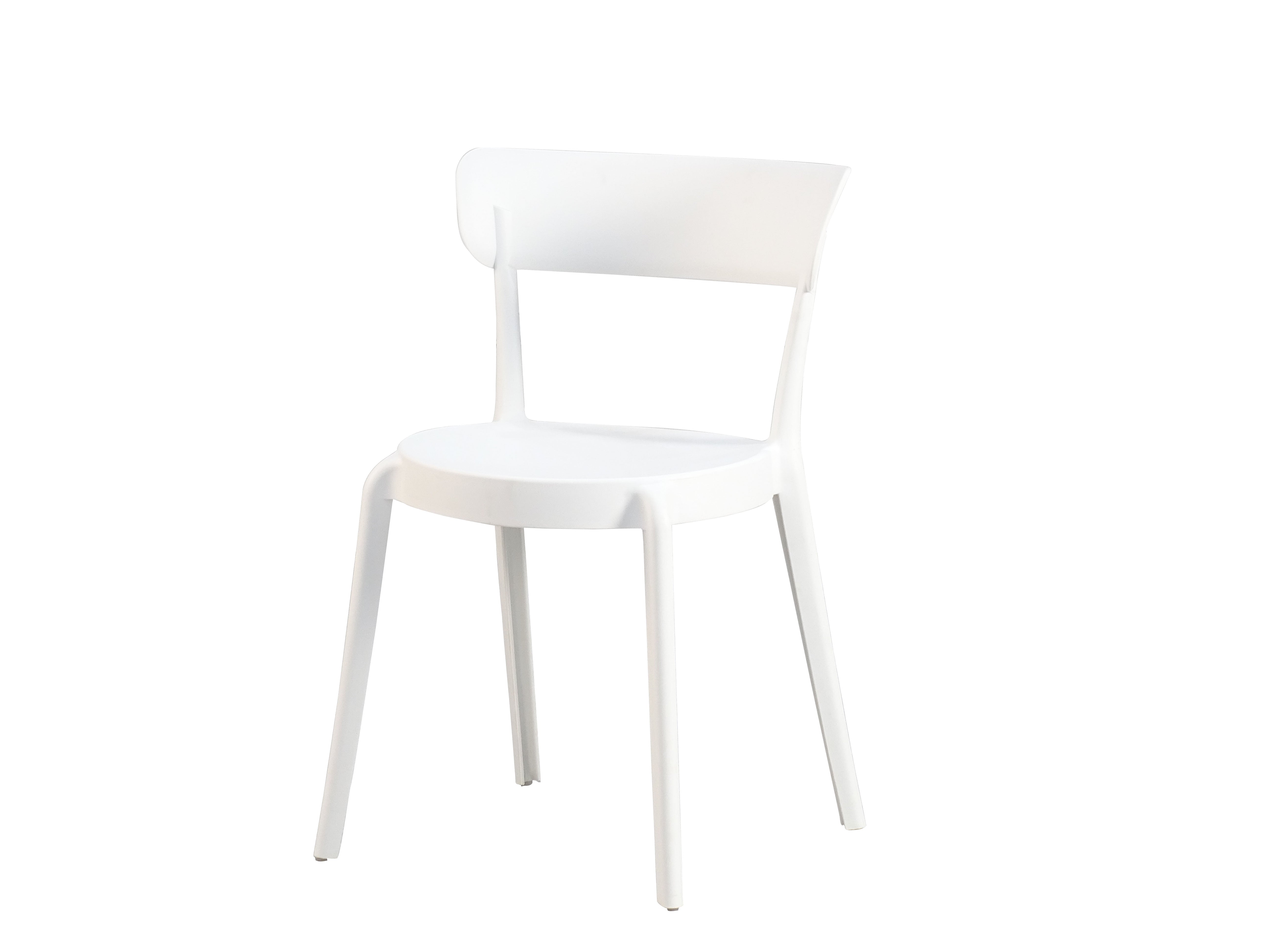 White stackable PP café side chair PC-72