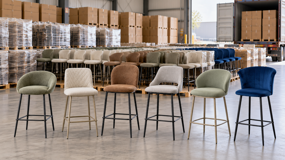 Bulk bar and counter stool order prepared for full-container wholesale supply