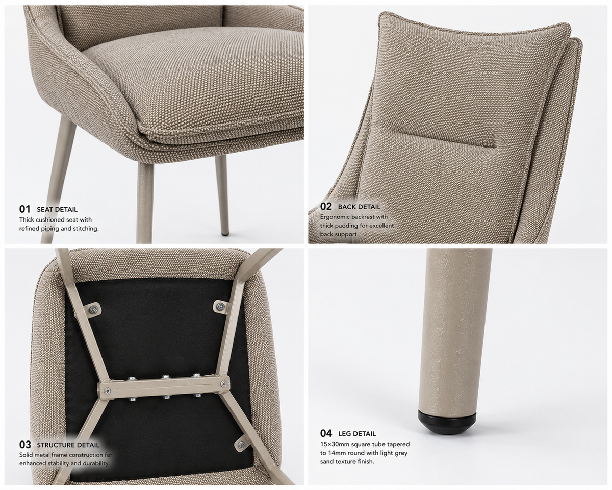 Wing-Back Upholstered Dining Chair Craftsmanship Details with [