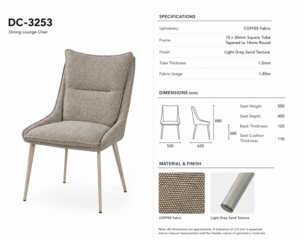 Wing-Back Upholstered Dining Chair Technical Profile with [