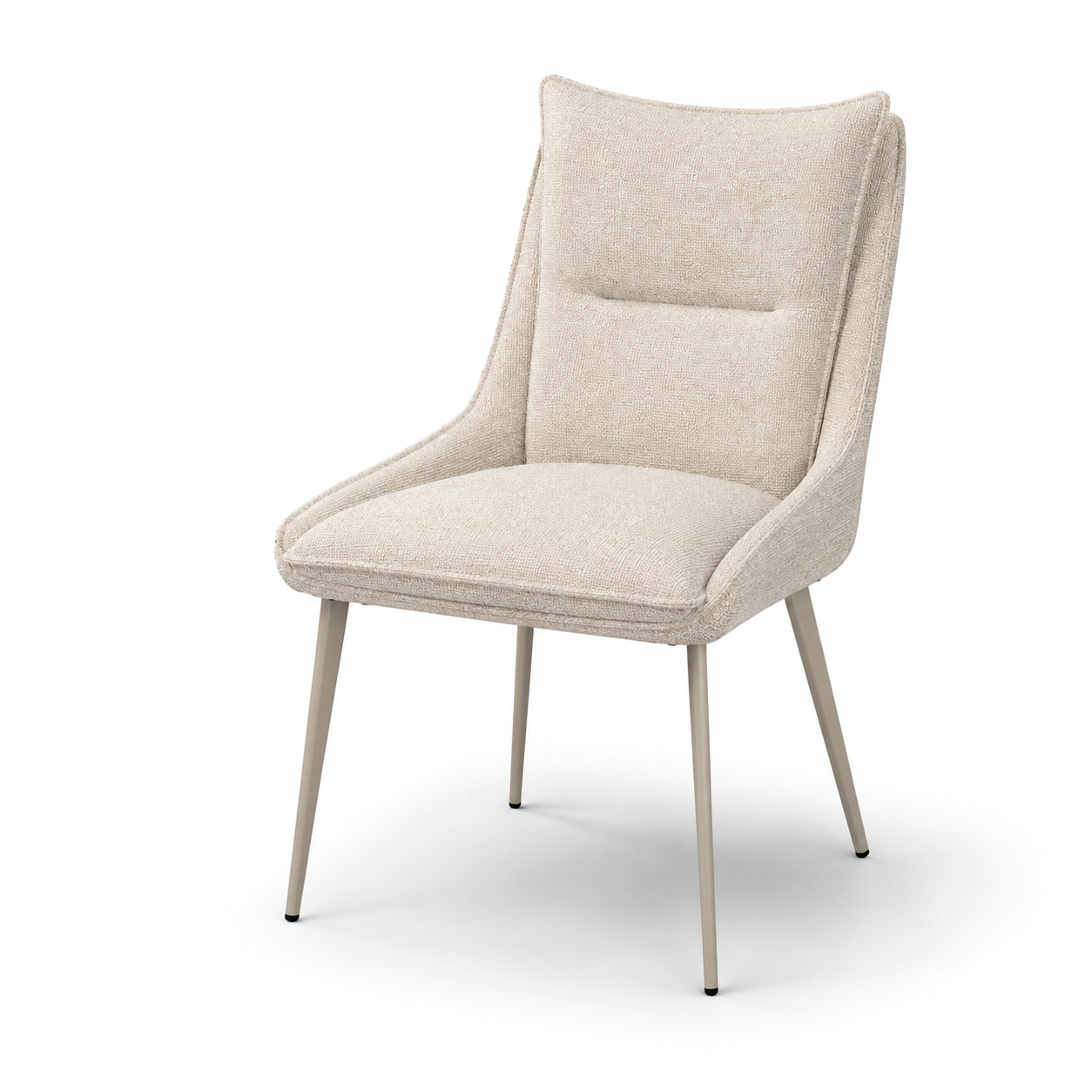 Wing-back upholstered dining chair in terracotta brown COFFEE fabric with light grey powder-coated steel legs, DC-3253 Terracotta Brown by GEYA Seating
