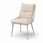 Wing-back upholstered dining chair in terracotta brown COFFEE fabric with light grey powder-coated steel legs, DC-3253 Terracotta Brown by GEYA Seating
