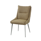 Wing-back upholstered dining chair in warm sand beige COFFEE fabric with light grey powder-coated steel legs, DC-3253 Warm Sand Beige by GEYA Seating
