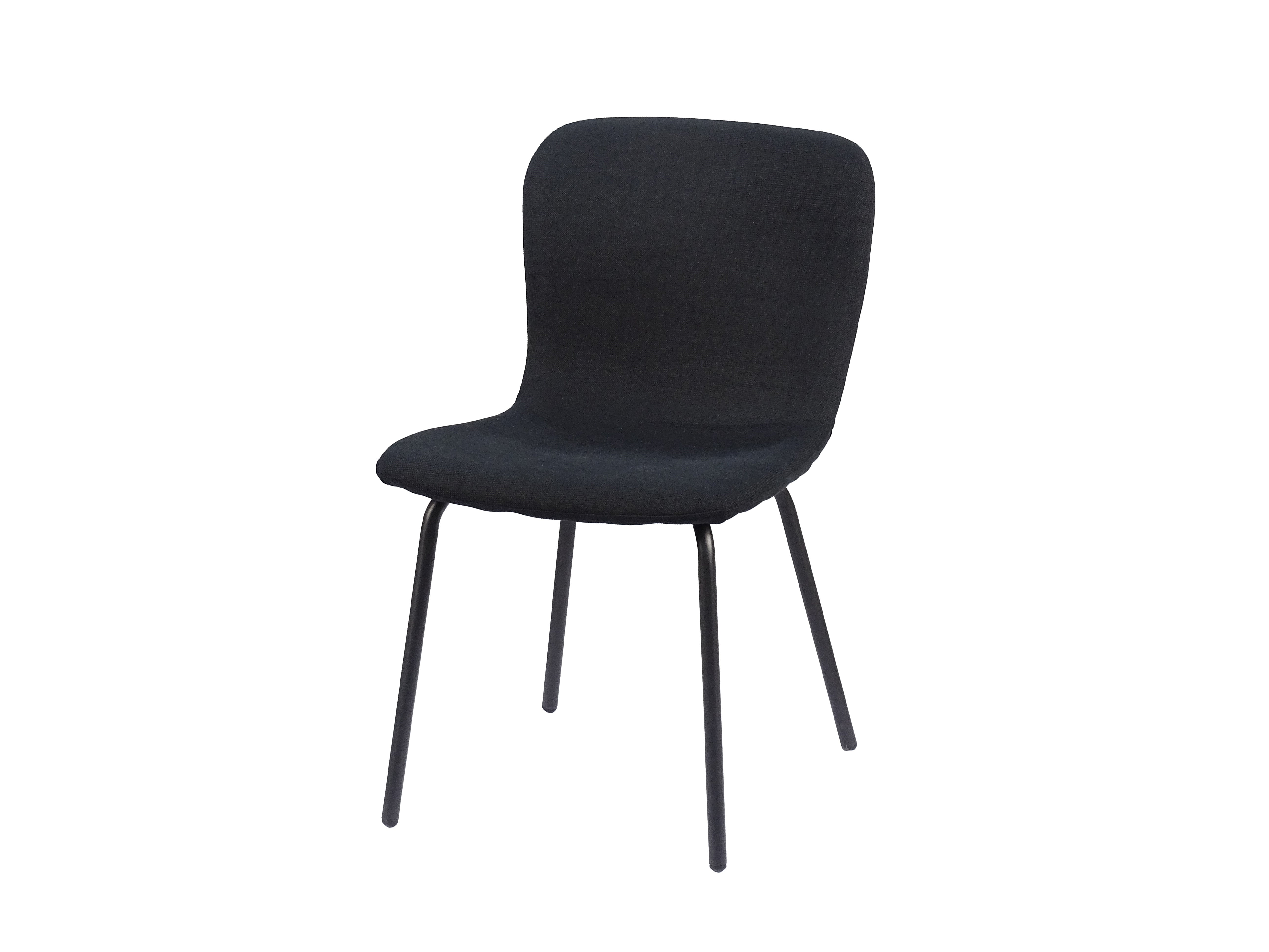 Woven Upholstered Dining Chair in Anthracite Fabric with Black Metal Legs | DC-1033