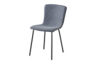 Woven Upholstered Dining Chair in Charcoal Fabric with Black Metal Legs | DC-1033