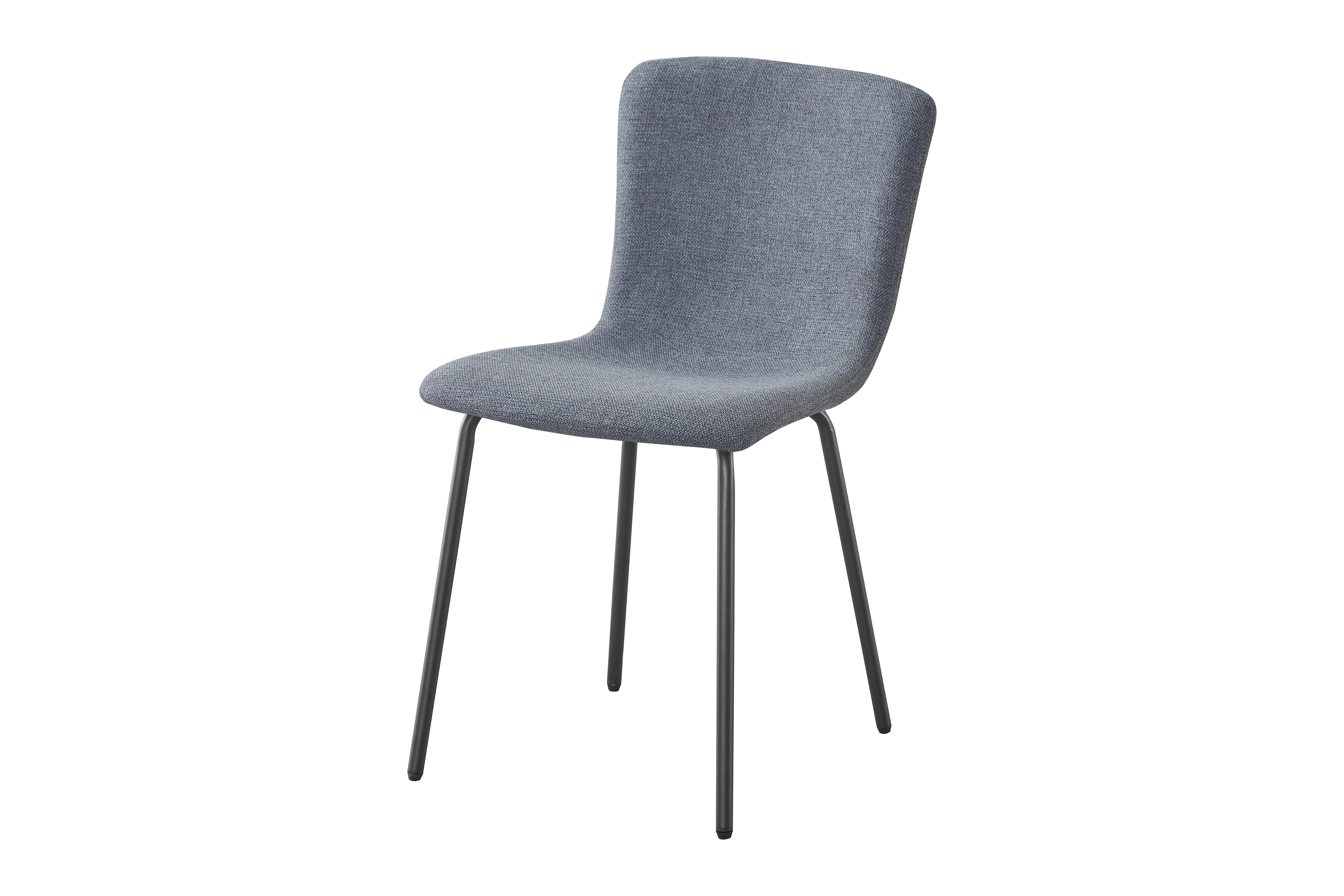 Woven Upholstered Dining Chair in Charcoal Fabric with Black Metal Legs | DC-1033