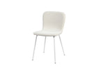 Woven Upholstered Dining Chair in Off-White Fabric with Black Metal Legs | DC-1033