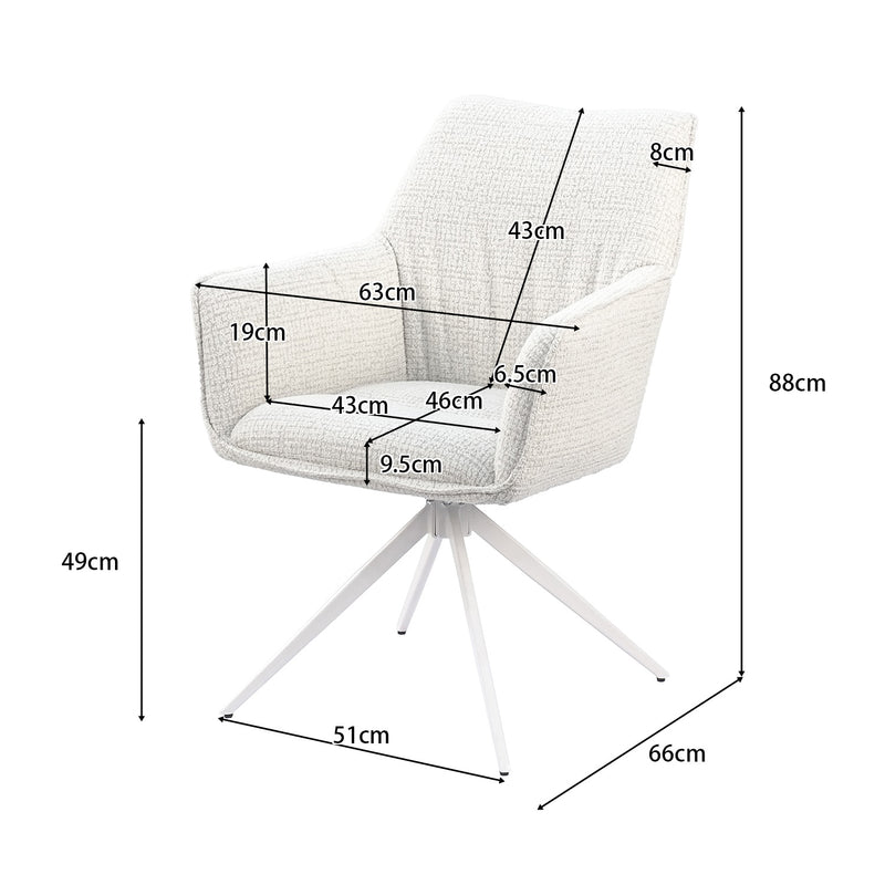 Dimensions diagram for Wraparound Upholstered Swivel Armchair in Chalk (DC-5050)- GEYA Seating